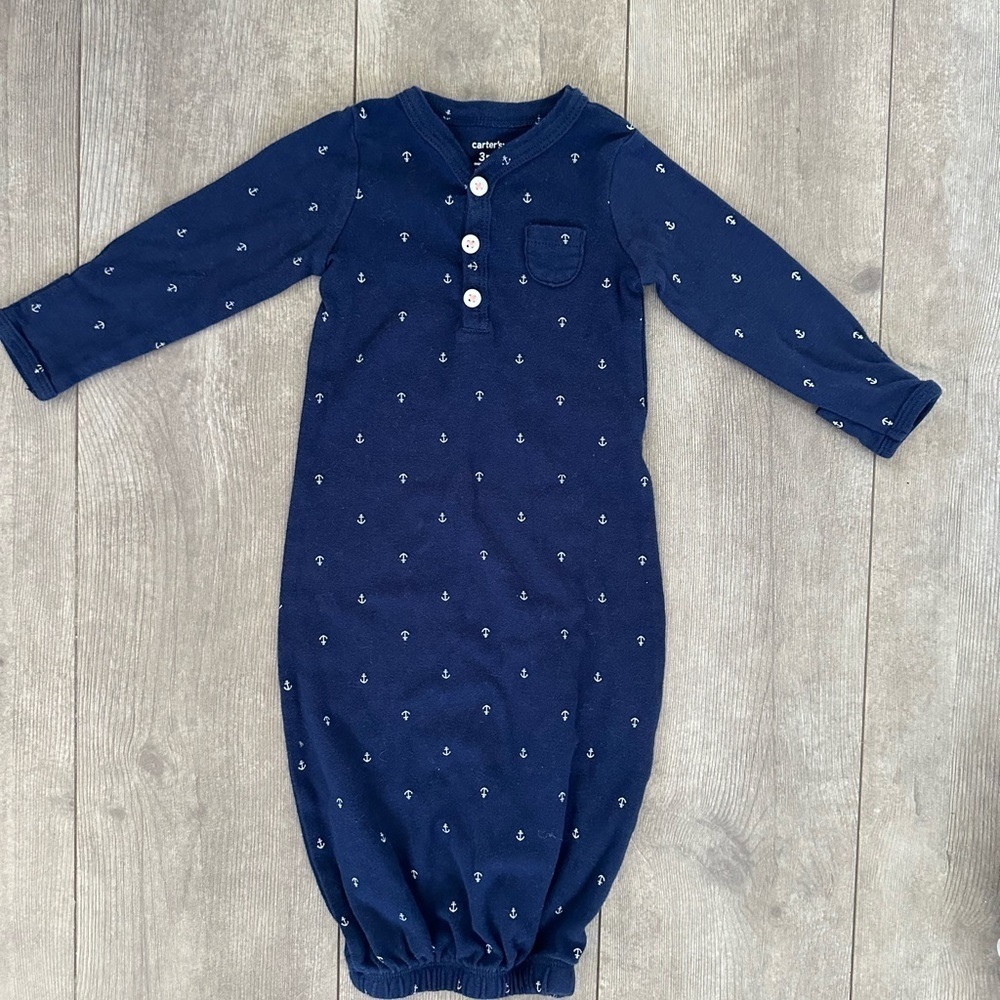 Carter’s 3 Months Nautical Baby Boy Anchor Gown Sleeper 
Euc